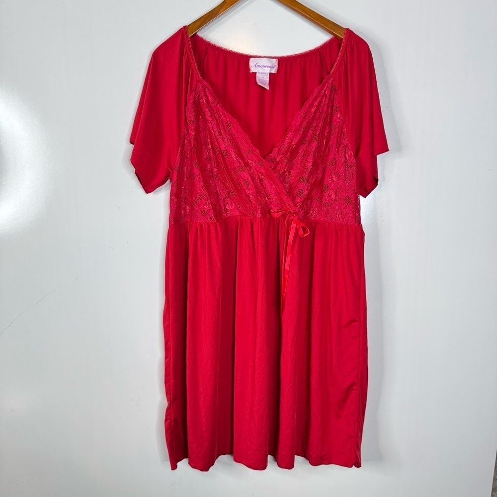Amoureuse Red Lace‎ Detail Nightgown Size 1X